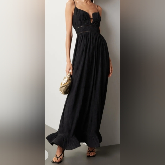 Simkhai Maude Crinkled Bustier Gown Dress Black Formal Wear Size 2 - Picture 7 of 7